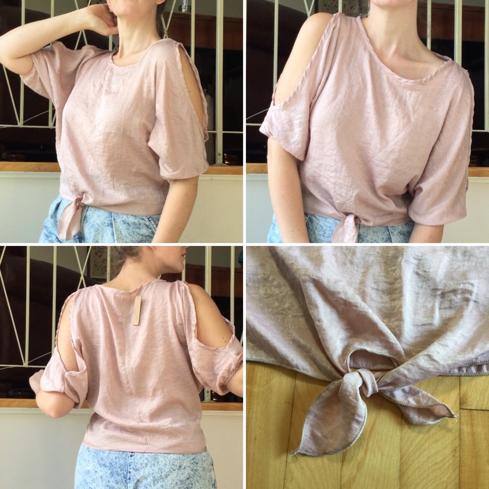 NWT Blush Cold Shoulder Tie Top